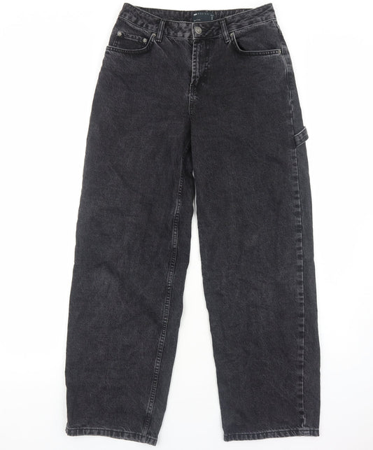 ASOS Womens Black Cotton Straight Jeans Size 6 L28 in Regular Zip