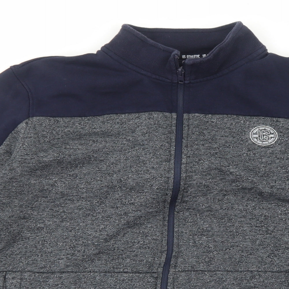 US Athletics Mens Grey Cotton Full Zip Sweatshirt Size M