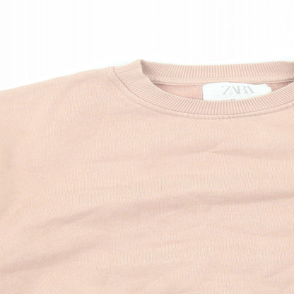 Zara Girls Pink Cotton Pullover Sweatshirt Size 10 Years Pullover
