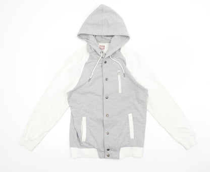 MICROS Womens Grey Geometric Varsity Jacket Jacket Size S Zip