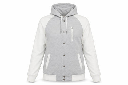 MICROS Womens Grey Geometric Varsity Jacket Jacket Size S Zip