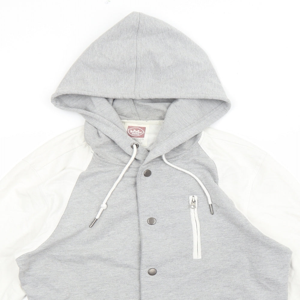 MICROS Womens Grey Geometric Varsity Jacket Jacket Size S Zip