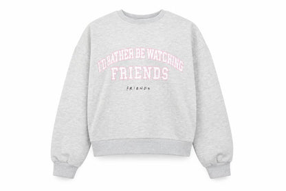 Primark Girls Grey Cotton Pullover Sweatshirt Size 12-13 Years Pullover - I'd Rather Be Watching Friends