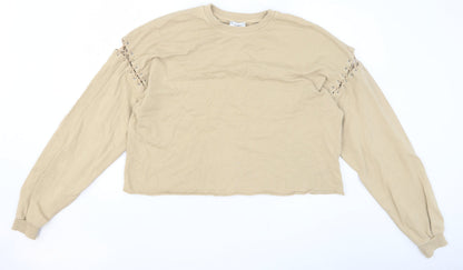 Womens UK Size M Pull&Bear Beige Pullover Sweatshirt