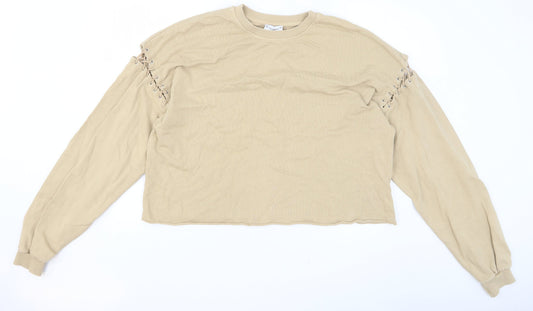 Womens UK Size M Pull&Bear Beige Pullover Sweatshirt