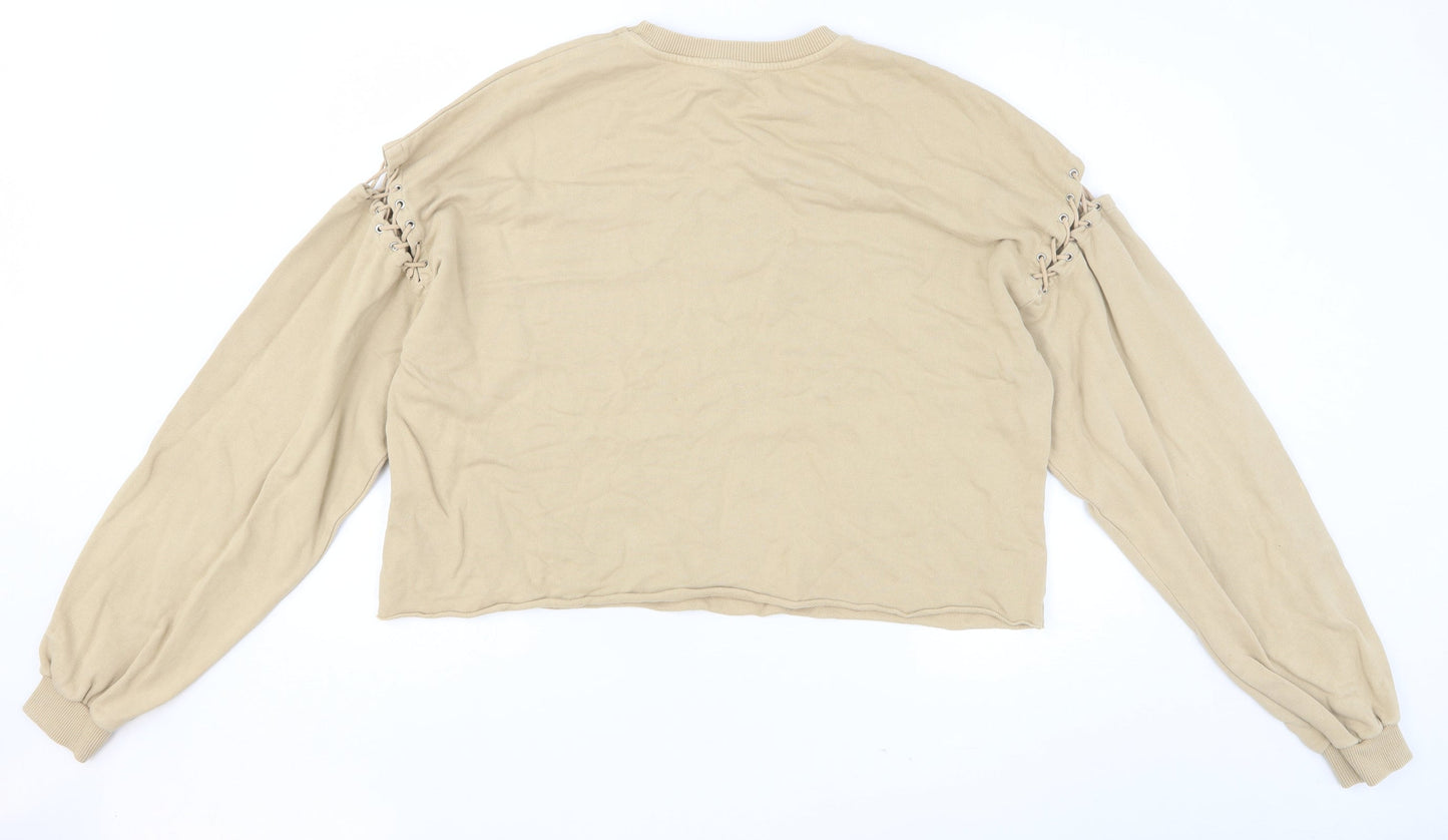 Womens UK Size M Pull&Bear Beige Pullover Sweatshirt