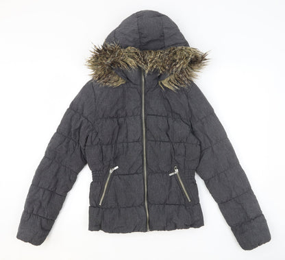 Womens UK Size 8 H&M Grey Puffer Jacket