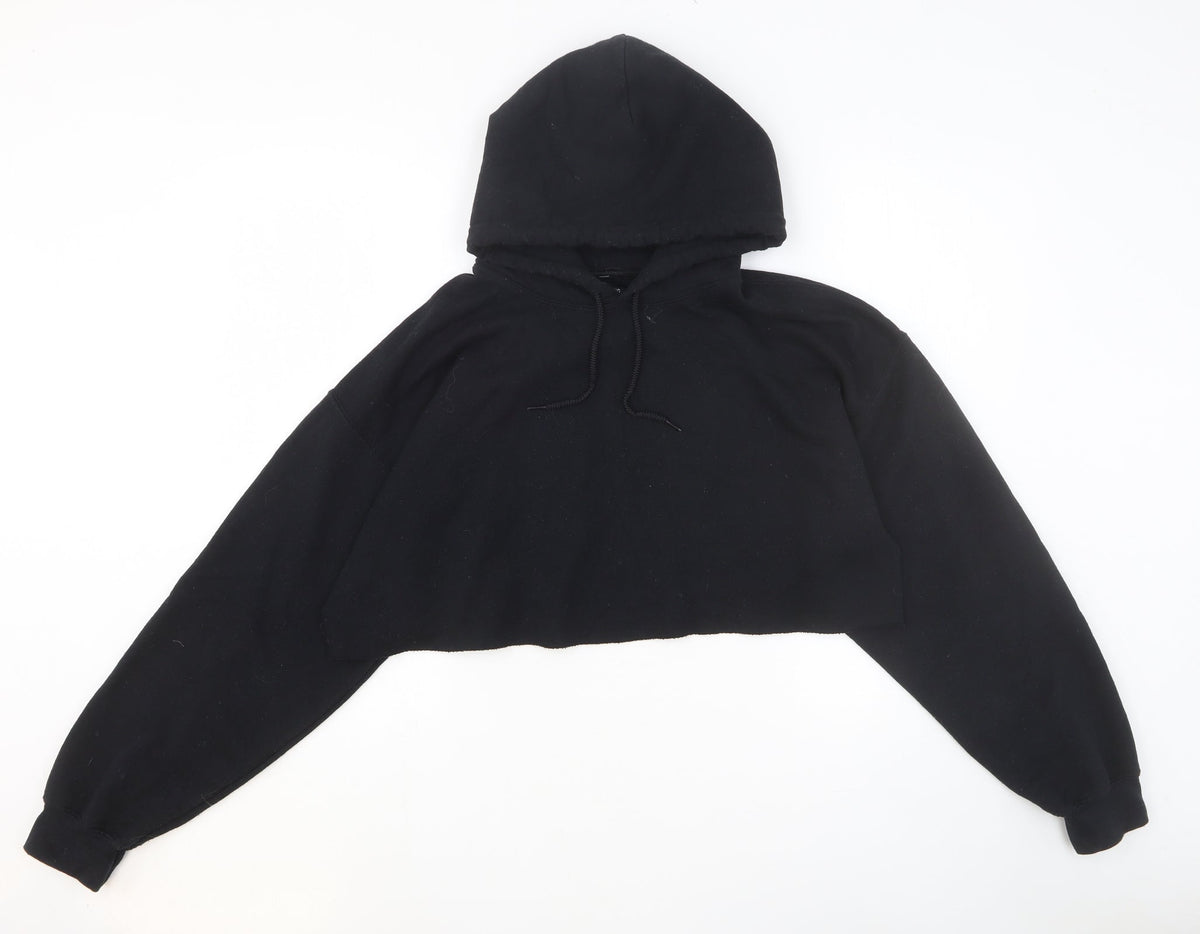 PRETTYLITTLETHING Womens Black Cotton Pullover Hoodie Size M Pullover