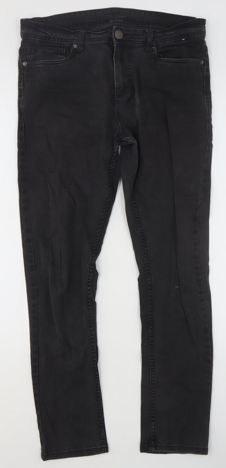 Primark Womens Black Cotton Skinny Jeans Size 32 in Regular Button
