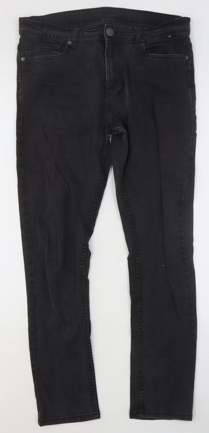 Primark Womens Black Cotton Skinny Jeans Size 32 in Regular Button