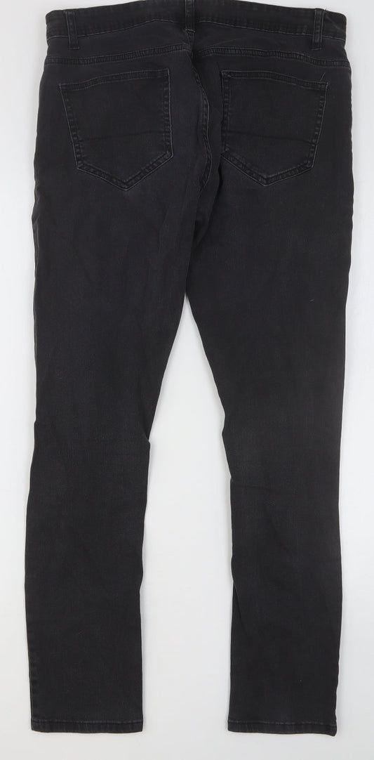 Primark Womens Black Cotton Skinny Jeans Size 32 in Regular Button