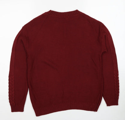 Womens UK Size S Pure & Natural Red Pullover Jumper