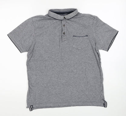 Kensington Boys Grey Cotton Basic Polo Size M Collared Pullover