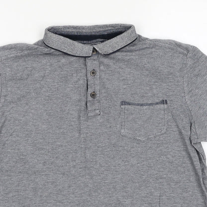 Kensington Boys Grey Cotton Basic Polo Size M Collared Pullover