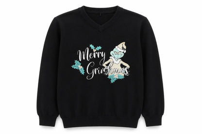 George Boys Black Cotton Pullover Sweatshirt Size 6-7 Years Pullover - The Grinch Merry Christmas