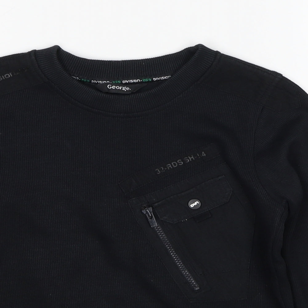 George Boys Black Polyester Pullover Sweatshirt Size 6-7 Years Pullover