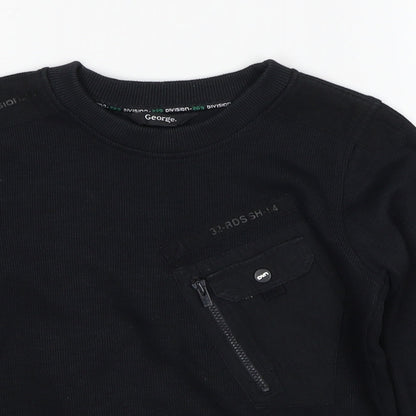 George Boys Black Polyester Pullover Sweatshirt Size 6-7 Years Pullover