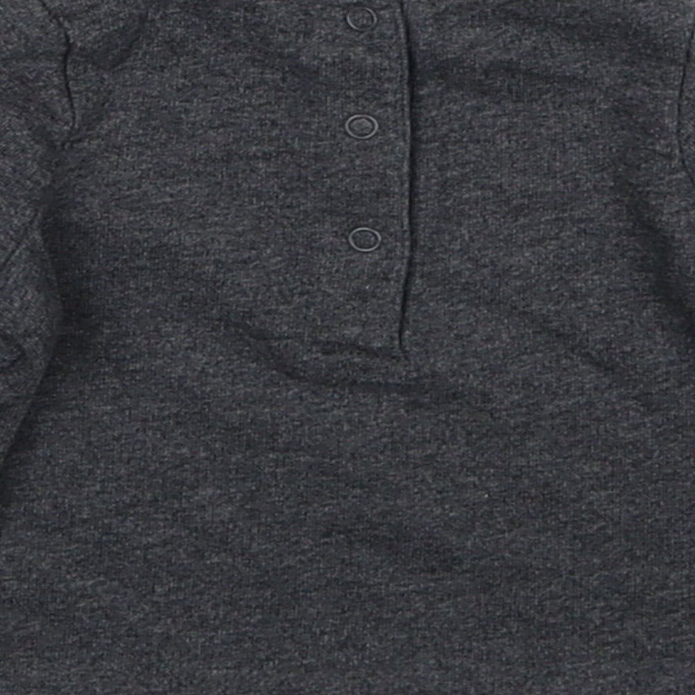 NEXT Girls Grey Cotton Basic T-Shirt Size 0-3 Months Round Neck Button - Bonjour