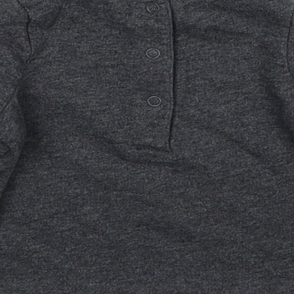 NEXT Girls Grey Cotton Basic T-Shirt Size 0-3 Months Round Neck Button - Bonjour