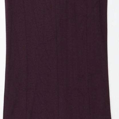 NEXT Womens Purple Viscose Pencil Dress Size 10 Round Neck Zip - Lace Detail