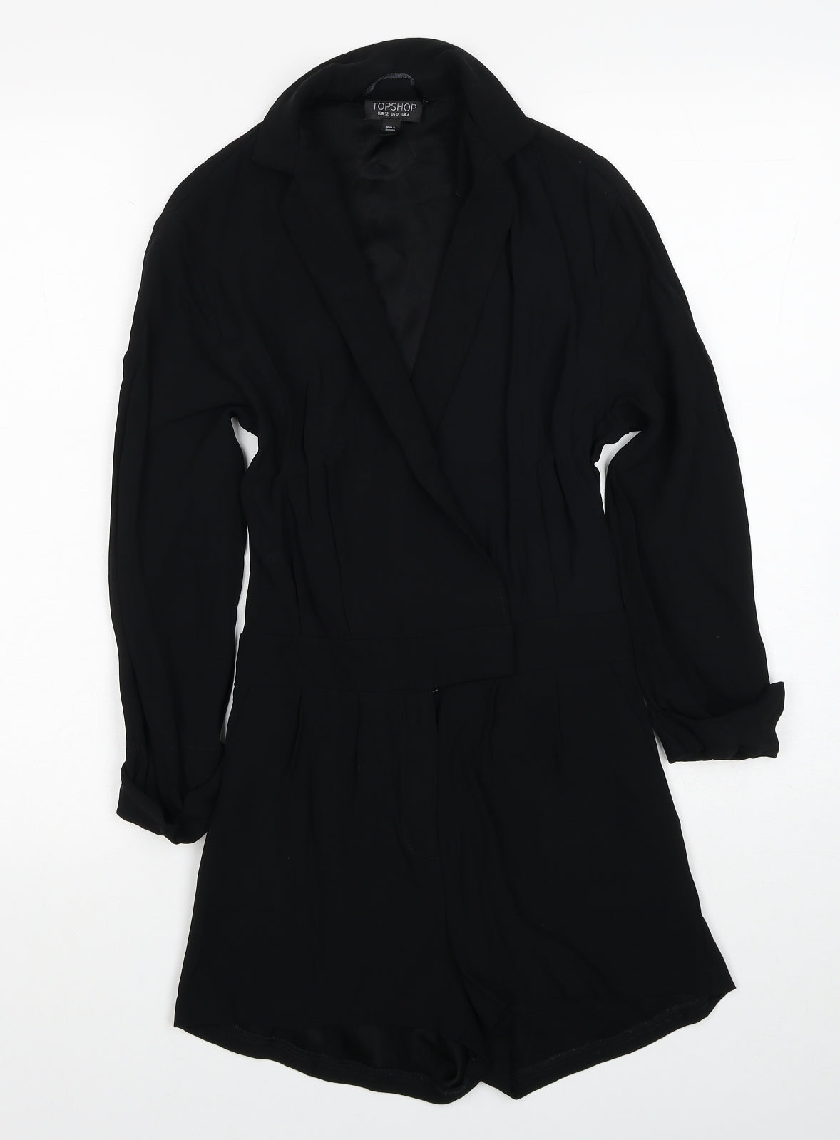 Topshop Womens Black Viscose Playsuit One-Piece Size 4XL Button