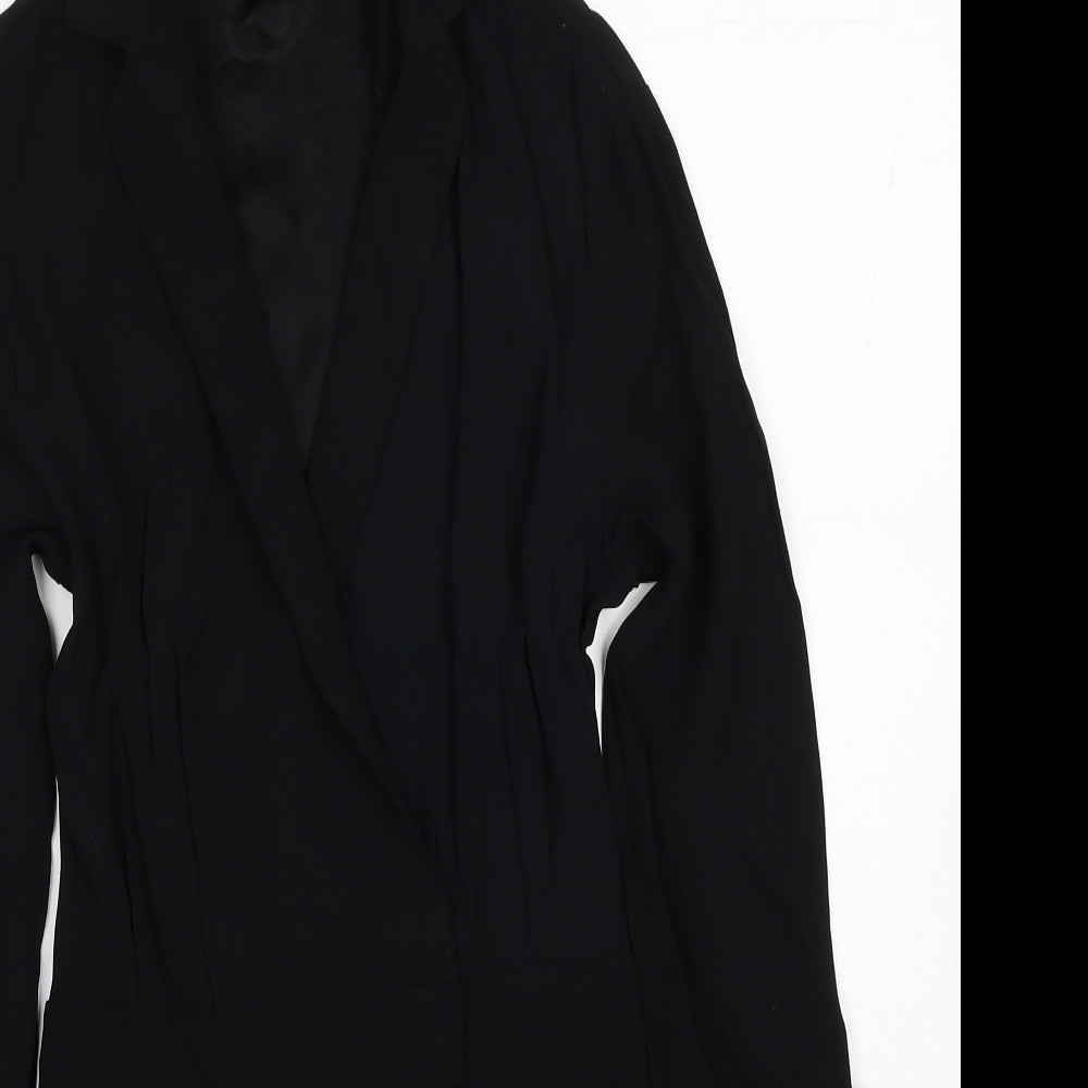 Topshop Womens Black Viscose Playsuit One-Piece Size 4XL Button