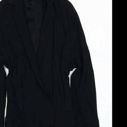 Topshop Womens Black Viscose Playsuit One-Piece Size 4XL Button