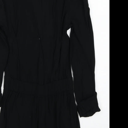 Topshop Womens Black Viscose Playsuit One-Piece Size 4XL Button