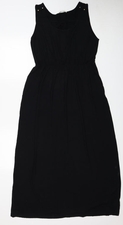 Oasis Womens Black Viscose A-Line Size L Round Neck Pullover