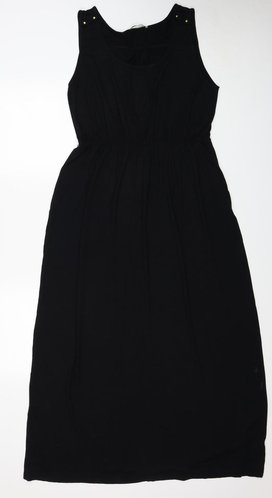 Oasis Womens Black Viscose A-Line Size L Round Neck Pullover