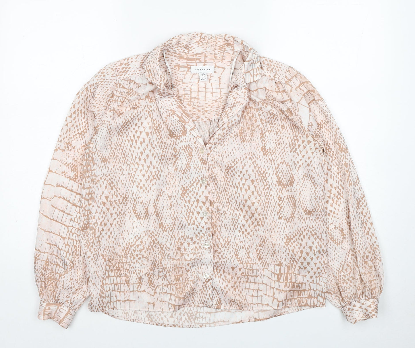 Womens UK Size 6 Topshop Beige Basic Button-Up