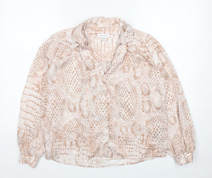 Womens UK Size 6 Topshop Beige Basic Button-Up