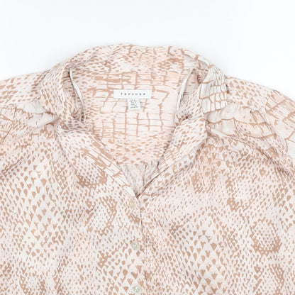 Womens UK Size 6 Topshop Beige Basic Button-Up