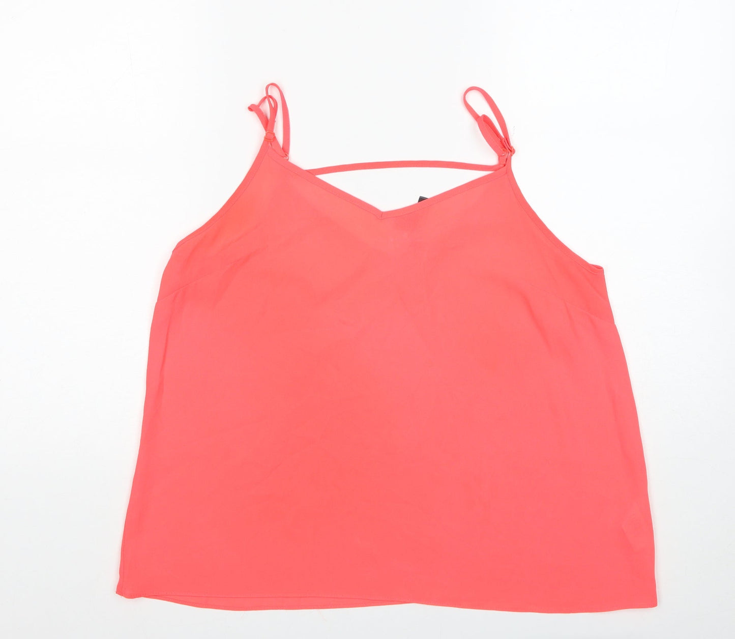 Primark Womens Pink Polyester Basic Tank Size 14 V-Neck