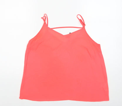 Primark Womens Pink Polyester Basic Tank Size 14 V-Neck