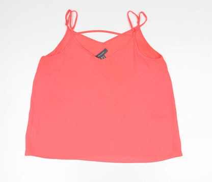 Primark Womens Pink Polyester Basic Tank Size 14 V-Neck