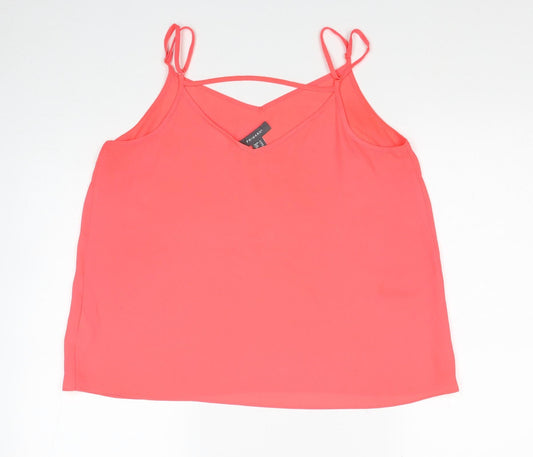Primark Womens Pink Polyester Basic Tank Size 14 V-Neck