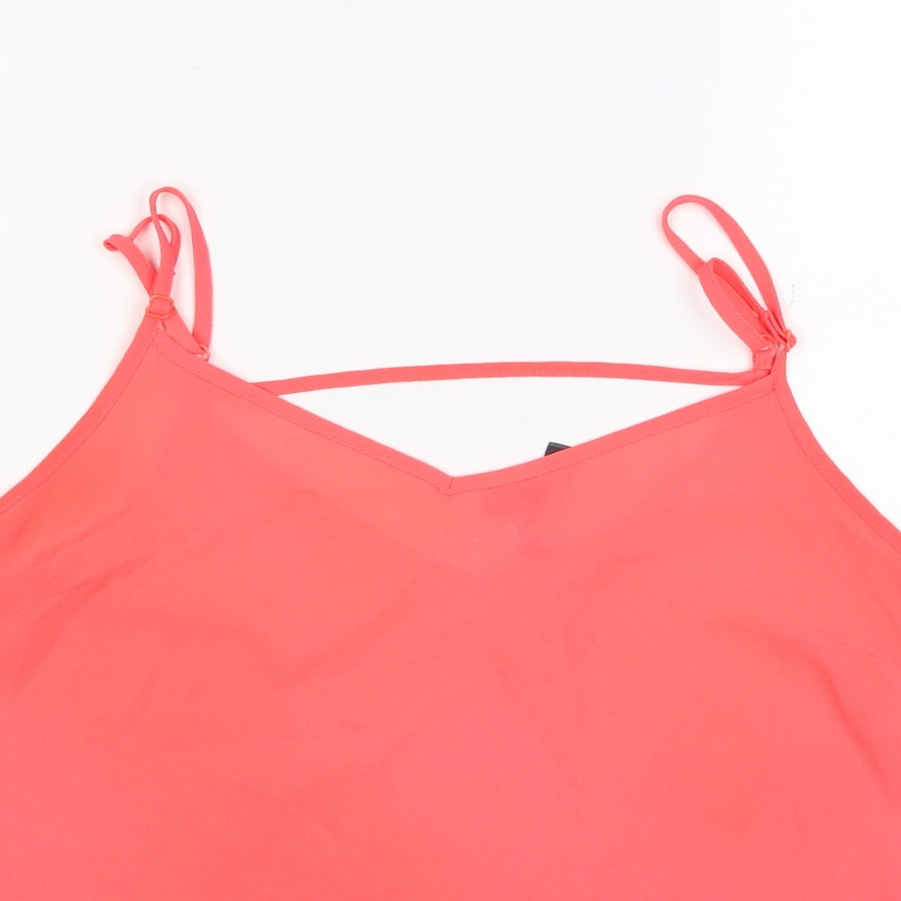 Primark Womens Pink Polyester Basic Tank Size 14 V-Neck