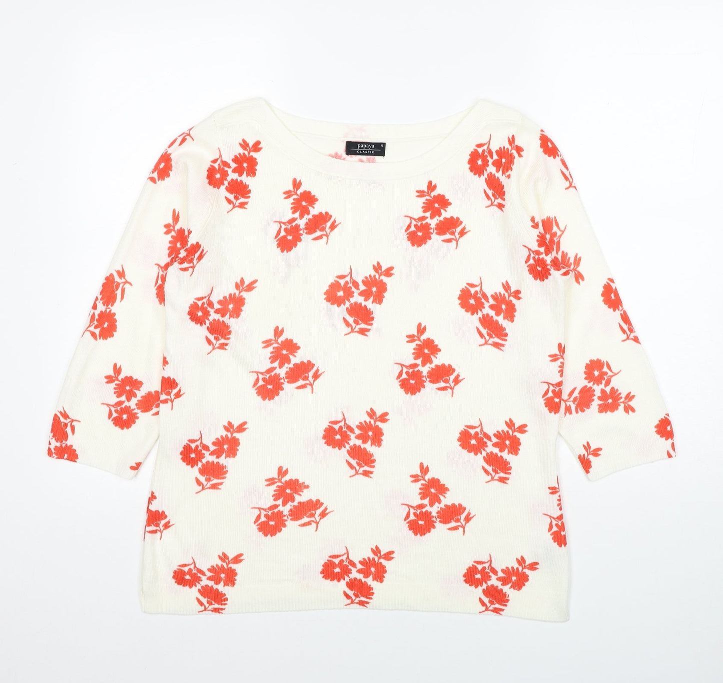 Womens UK Size 10 Papaya White Pullover Jumper