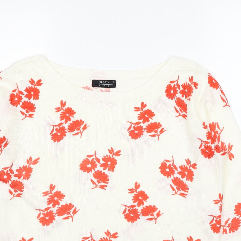 Womens UK Size 10 Papaya White Pullover Jumper