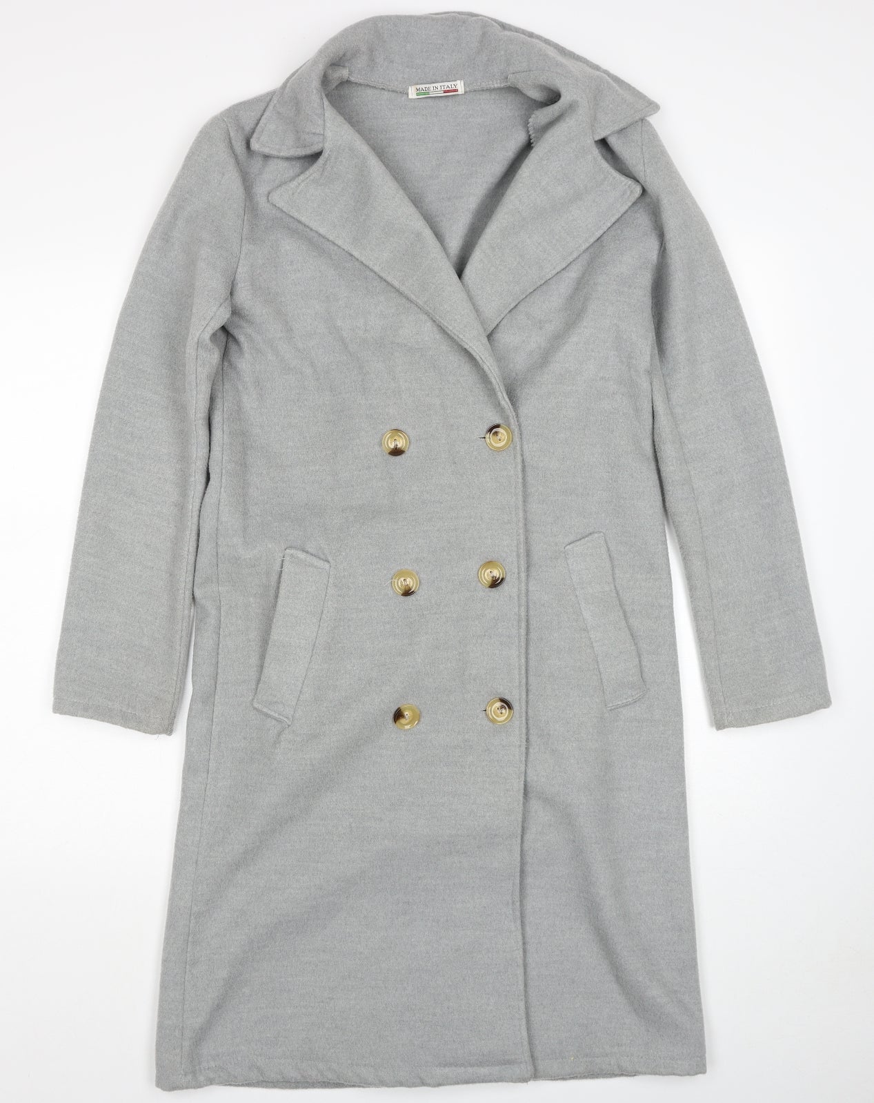 Made in Italy Womens Grey Overcoat Coat Size XS Button