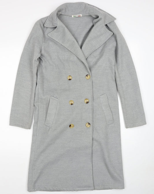 Made in Italy Womens Grey Overcoat Coat Size XS Button