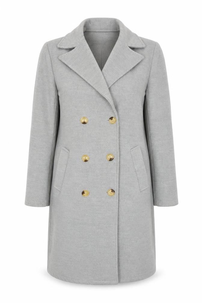 Made in Italy Womens Grey Overcoat Coat Size XS Button
