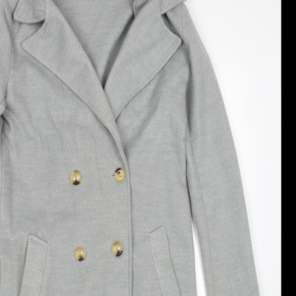 Made in Italy Womens Grey Overcoat Coat Size XS Button