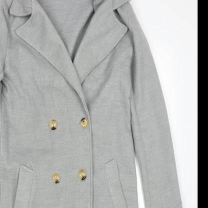 Made in Italy Womens Grey Overcoat Coat Size XS Button