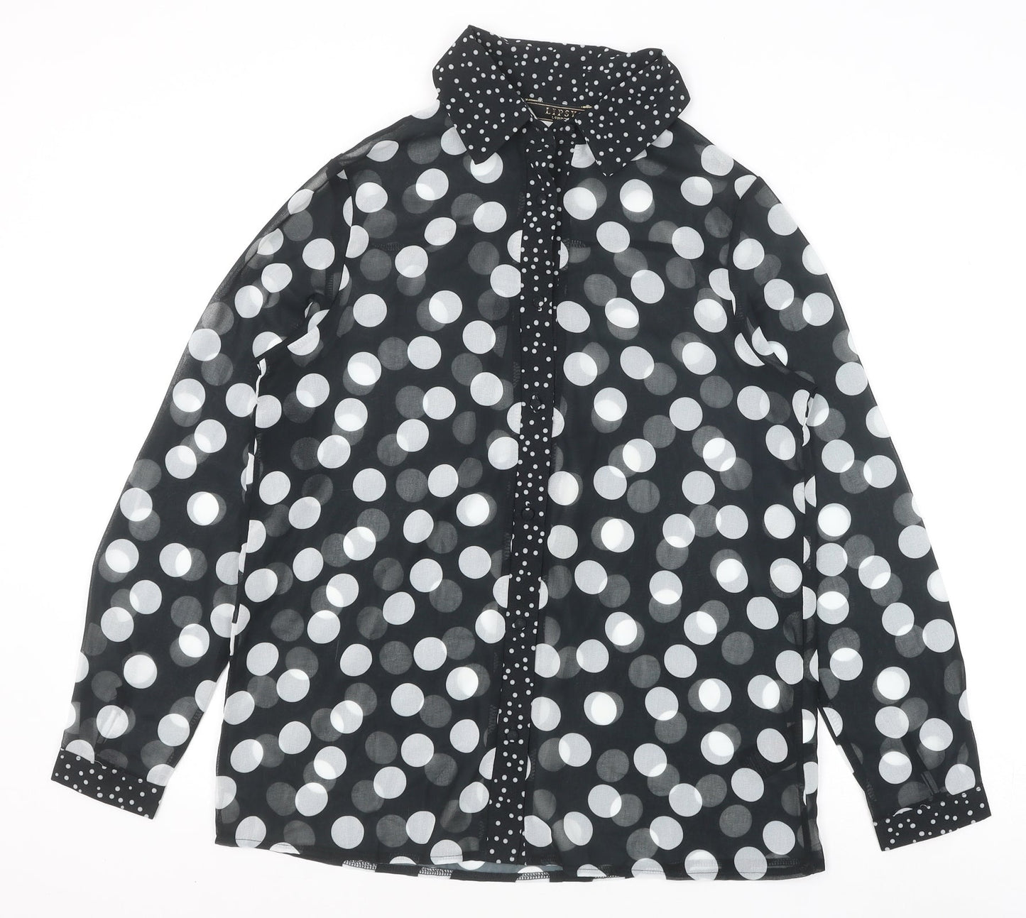 Womens UK Size 8 Lipsy Black Basic Button-Up
