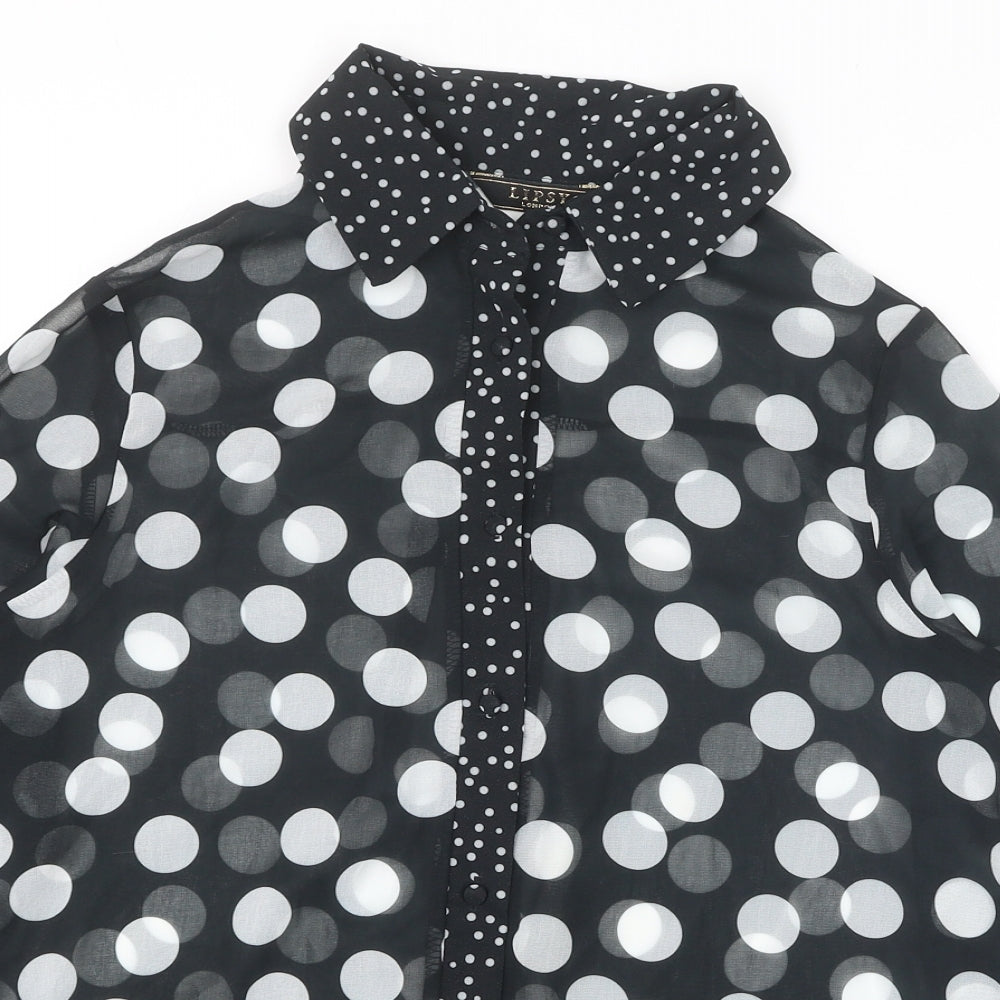Womens UK Size 8 Lipsy Black Basic Button-Up