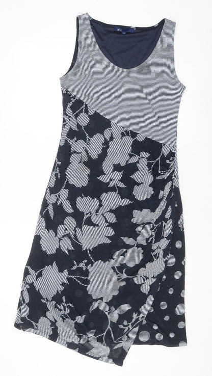 Aria Womens Blue Striped Acrylic Tank Dress Size 12 Scoop Neck Pullover
