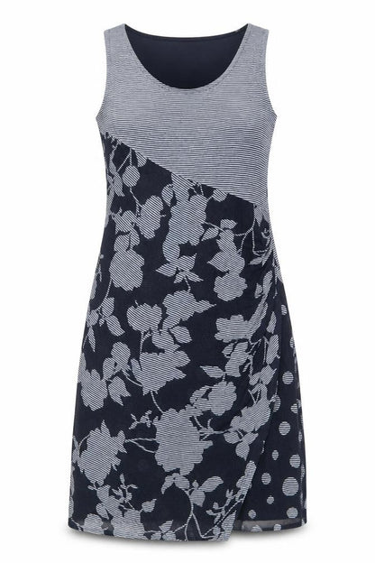 Aria Womens Blue Striped Acrylic Tank Dress Size 12 Scoop Neck Pullover