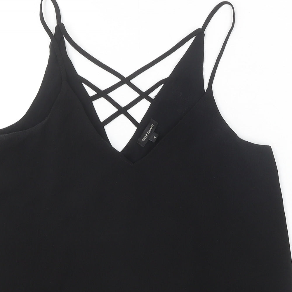 Womens UK Size 8 River Island Black Camisole Tank